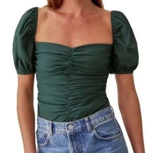 Reformation radish ruched organic cotton top